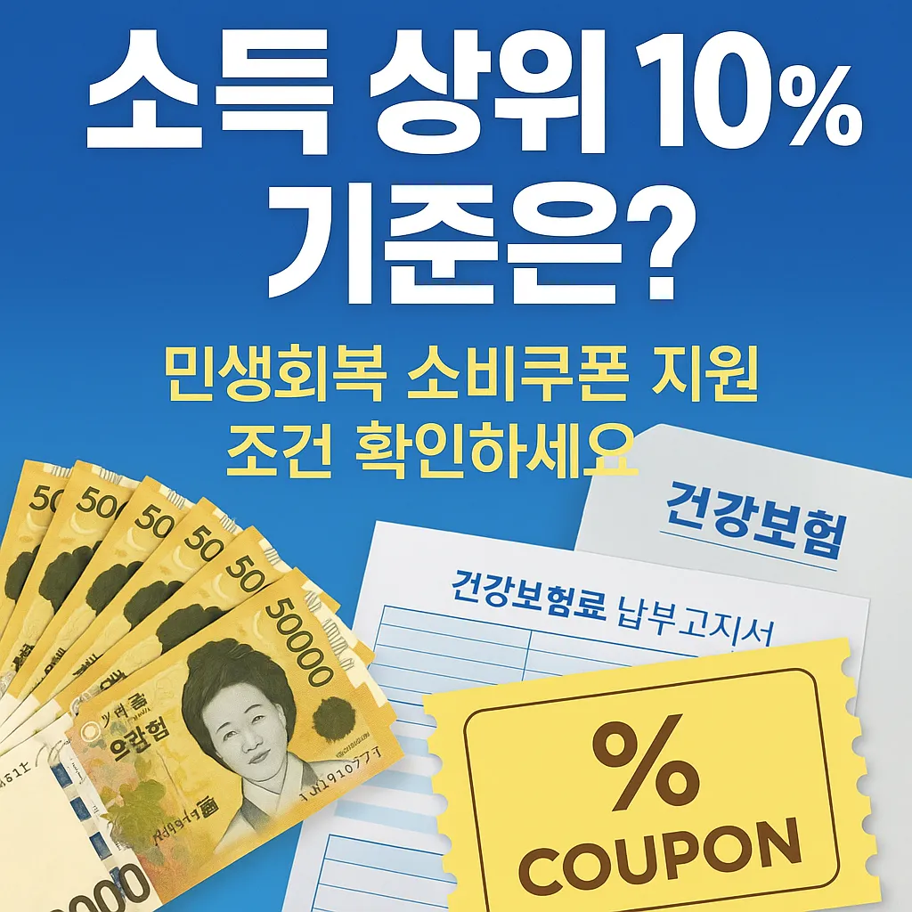 2025민생회복 소비쿠폰 소득 상위 10% 기준은 어떻게 되나요?